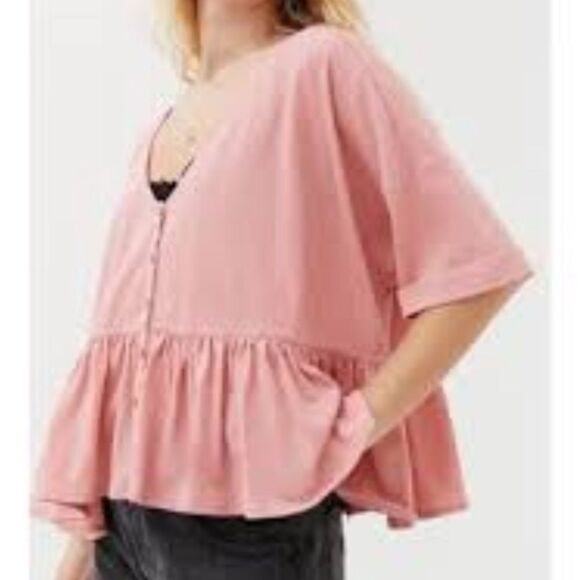 NWT Urban Outfitters OFU  Lainey Babydoll Top - Picture 1 of 7